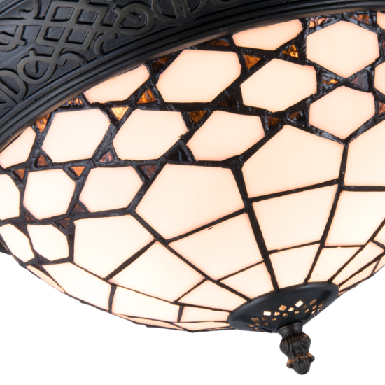 Clayre & Eef | Plafondlamp Tiffany Wit, Bruin ø 38x19 cm E14/max 2x40W | 5LL-5891