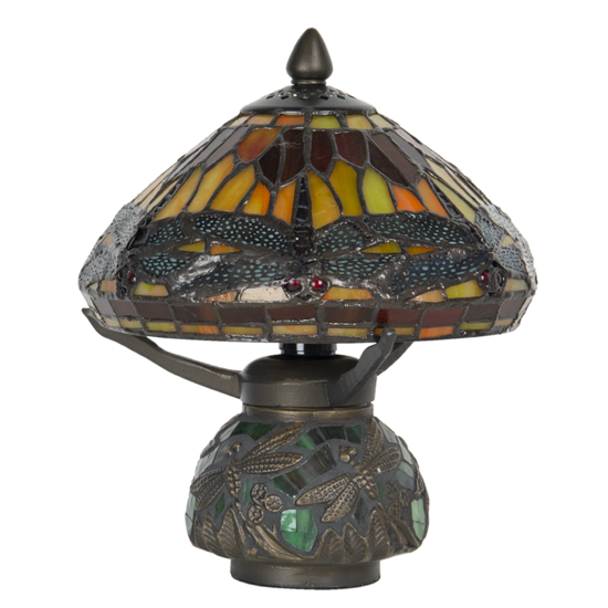 Clayre &amp; Eef   | Tiffany Tafellamp Rood, Bruin &oslash; 22x21 cm E14/max 1x40W | 5LL-9295