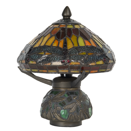 Clayre &amp; Eef   | Tiffany Tafellamp Rood, Bruin &oslash; 22x21 cm E14/max 1x40W | 5LL-9295