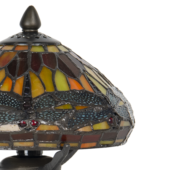 Clayre &amp; Eef   | Tiffany Tafellamp Rood, Bruin &oslash; 22x21 cm E14/max 1x40W | 5LL-9295
