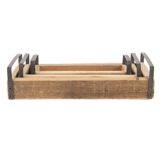 Clayre & Eef | Decoratief Dienblad set van 3 Bruin 35x20x5 / 30x15x5 / 25x10x5 cm | 6H2008