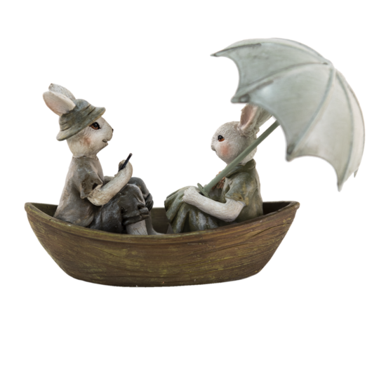 Clayre & Eef | Decoratie Konijn Groen, Bruin, Beige 14x10x12 cm | 6PR3534