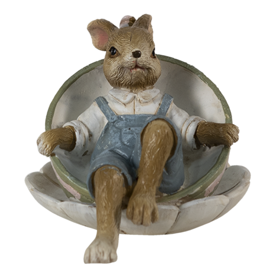 Clayre & Eef | Decoratie Konijn Bruin Groen 11x8x7 cm | 6PR3558