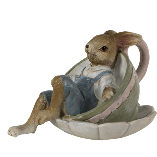 Clayre & Eef | Decoratie Konijn Bruin Groen 11x8x7 cm | 6PR3558