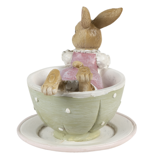 Clayre & Eef | Decoratie Konijn Bruin Groen 10x8x9 cm | 6PR3560