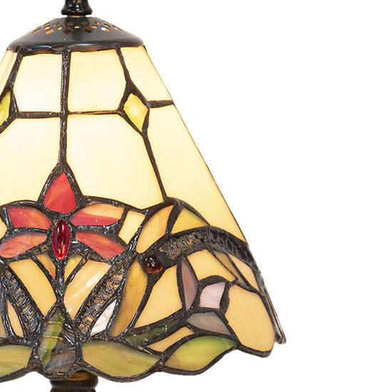 Clayre & Eef | Tiffany Tafellamp Beige, Rood ø 20x36 cm E14/max 1x40W | 5LL-5991