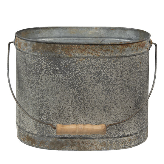 Clayre &amp; Eef   | Decoratie Emmer Grijs, Bruin 31x20x23 / 27x17x21 cm | 6Y4800