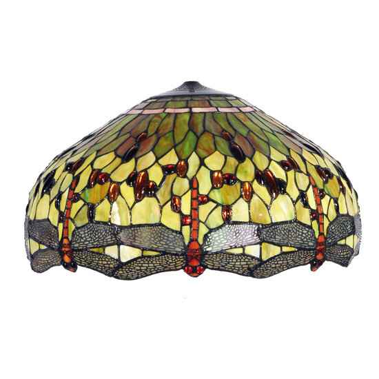 Clayre &amp; Eef   | Lampenkap Tiffany Groen, Rood &oslash; 51x30 cm | 5LL-9200GR