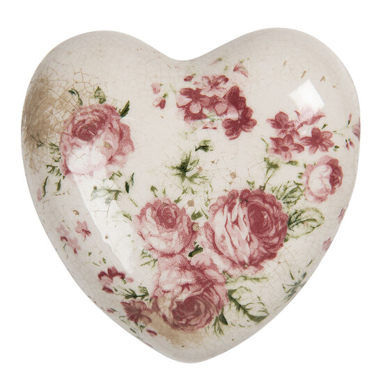 Clayre & Eef | Decoratie Hart Beige, Roze 11x11x4 cm | 6CE1183M
