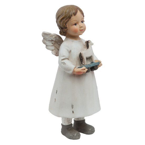 Clayre & Eef | Kerstdecoratie Beeld Engel Wit 6x5x14 cm | 6PR1133