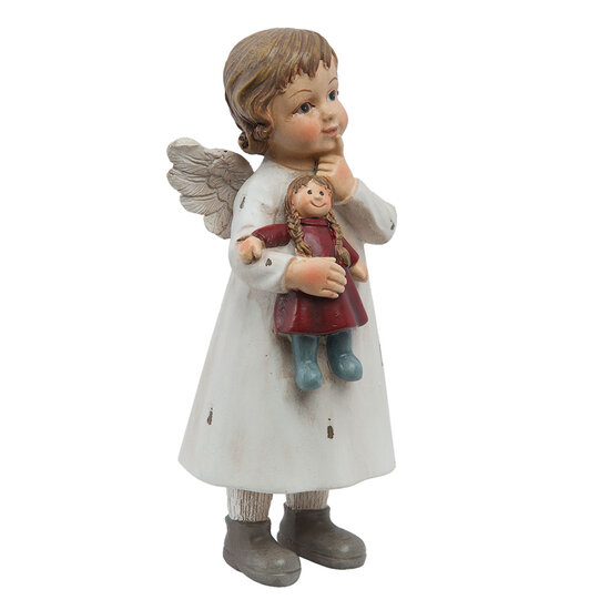 Clayre & Eef | Kerstdecoratie Beeld Engel Wit 6x5x14 cm | 6PR1134