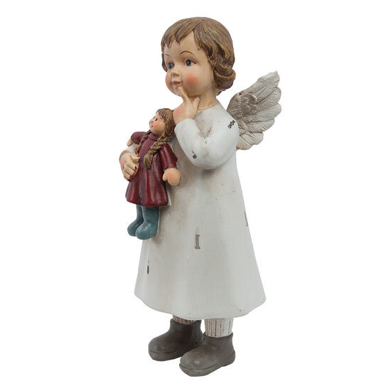 Clayre & Eef | Kerstdecoratie Beeld Engel Wit 6x5x14 cm | 6PR1134