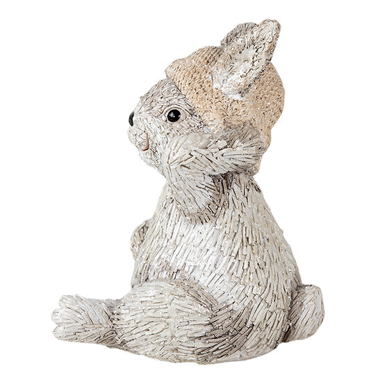 Clayre & Eef | Decoratie Beeld Konijn Grijs 11x9x13 cm | 6PR3493