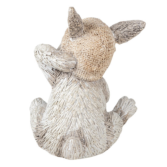 Clayre & Eef | Decoratie Beeld Konijn Grijs 11x9x13 cm | 6PR3493