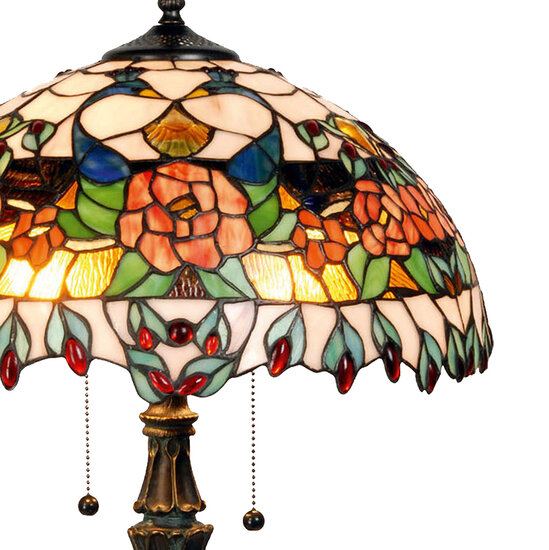 Clayre & Eef | Tiffany Tafellamp Rood, Groen ø 41x67 cm E27/max 2x60w | 5LL-5530