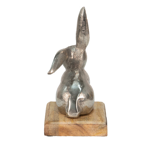 Clayre & Eef | Decoratie Beeld Konijn Zilverkleurig 11x10x20 cm | 6AL0056M