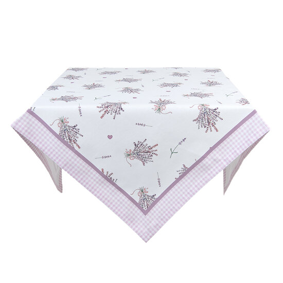 Clayre & Eef | Tafelkleed Wit, Groen, Paars 150x250 cm | LAG05