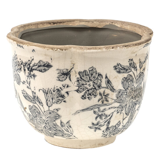Clayre & Eef | Bloempot Binnen Grijs Beige ø 16x12 cm | 6CE1450S