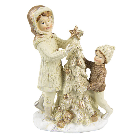 Clayre & Eef | Decoratie Beeld Kinderen Beige 10x5x14 cm | 6PR4797