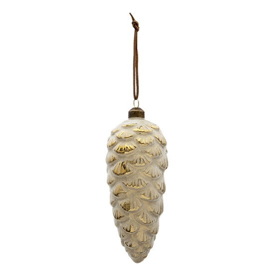 Clayre & Eef | Kerstballen Set van 4 Goudkleurig ø 8x18 cm | 6GL3303