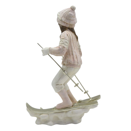Clayre & Eef | Decoratie Beeld Kind Roze Wit 12x8x19 cm | 6PR3646