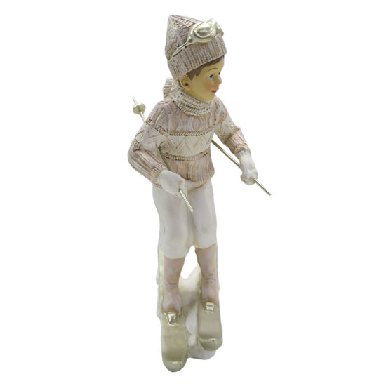 Clayre & Eef | Decoratie Beeld Kind Roze Wit 12x8x19 cm | 6PR3647