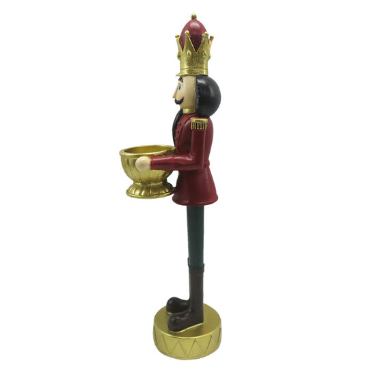Clayre & Eef | Kerstdecoratie Beeld Notenkraker Rood Goudkleurig 9x7x30 cm | 6PR4835