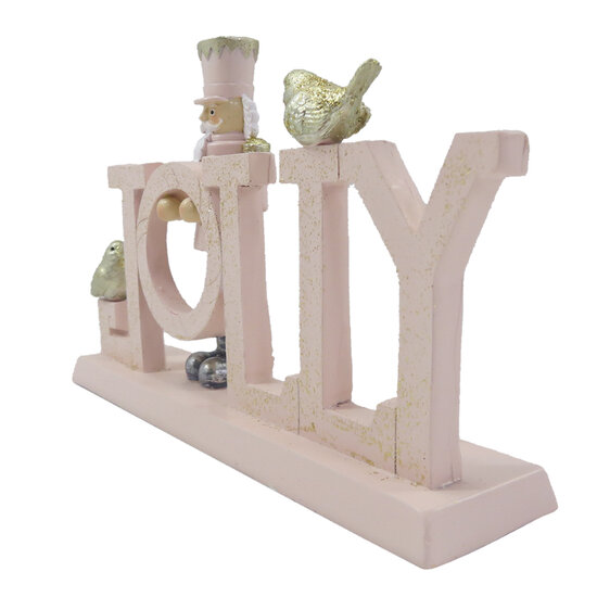 Clayre & Eef | Kerstdecoratie Beeld Roze 18x4x11 cm | 6PR4848