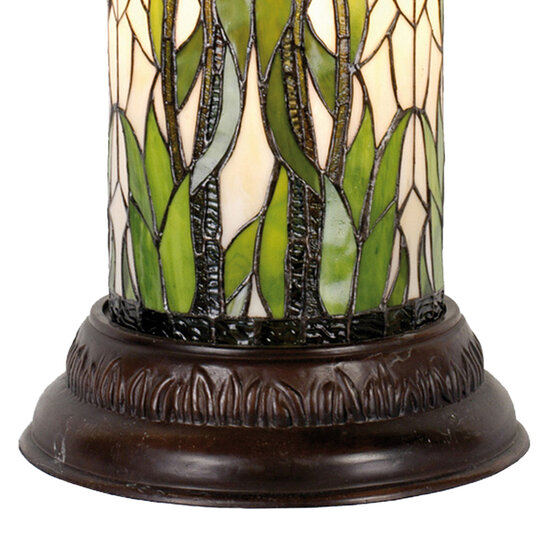 Clayre & Eef | Zuil Tiffany Groen, Wit ø 31x78 cm E27/max 1x60W | 5LL-5539