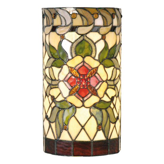 Clayre & Eef | Wandlamp Tiffany Groen, Rood 20x11x36 cm E14/max 2x40W | 5LL-9906