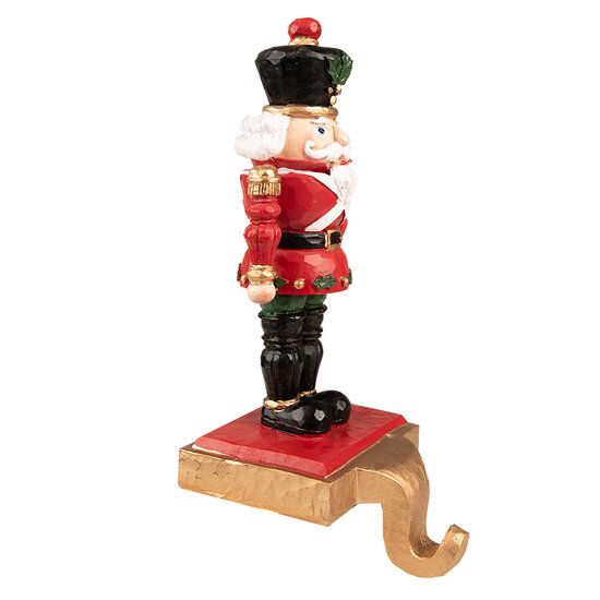 Clayre & Eef | Haak Kerstsok Notenkraker Rood, Zwart 10x12x24 cm | 6PR3792