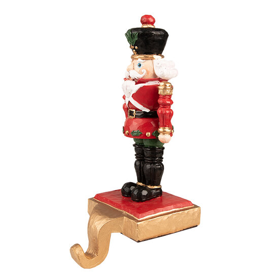 Clayre & Eef | Haak Kerstsok Notenkraker Rood, Zwart 10x12x24 cm | 6PR3792