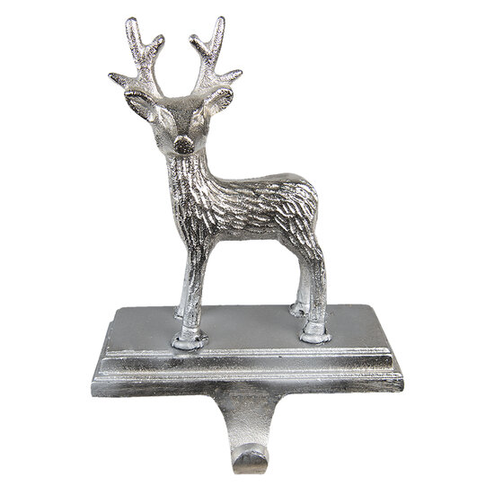 Clayre & Eef | Haak Kerstsok Rendier Zilverkleurig 15x9x21 cm | 6AL0071