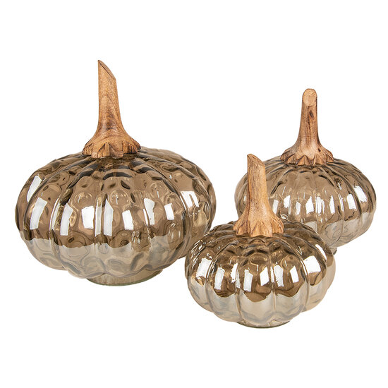 Clayre & Eef | Decoratie Pompoen Bruin Groen ø 20x23 cm | 6GL3874