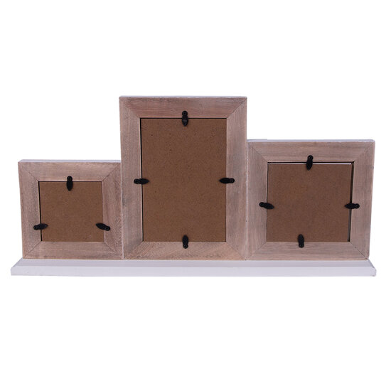 Clayre & Eef | Fotolijst hout Bruin Wit 43x6x21 cm / 7x7 / 10x10 / 10x15 cm | 2F0970