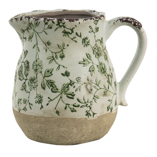 Clayre & Eef | Decoratieve Schenkkan Groen, Wit 16x13x15 cm | 6CE1386M