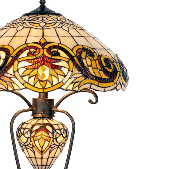 Clayre & Eef | Tiffany Tafellamp Geel ø 46x76 cm E27/max 2x60W E14/max 1x7W | 5LL-5475