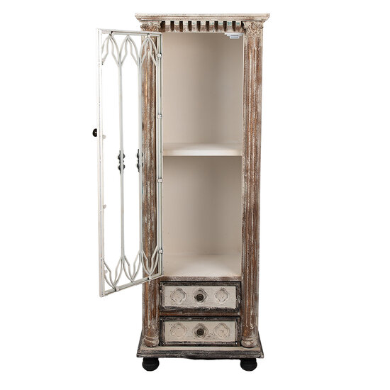 Clayre & Eef | Vitrinekast Bruin Beige 49x35x135 cm | 5H0605