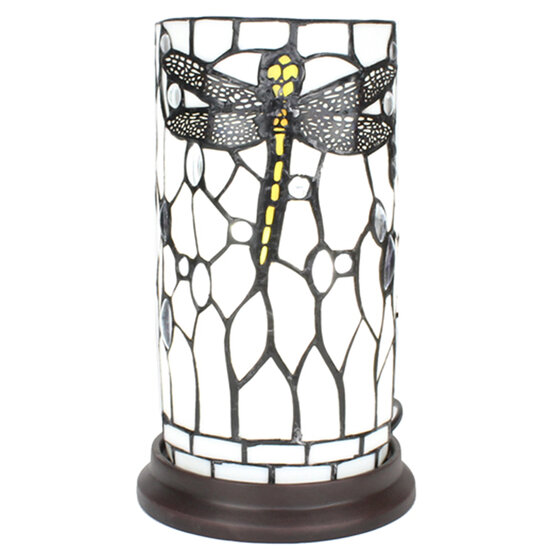 Clayre & Eef | Tiffany Tafellamp Wit, Grijs ø 15x26 cm E14/max 1x40W | 5LL-6302