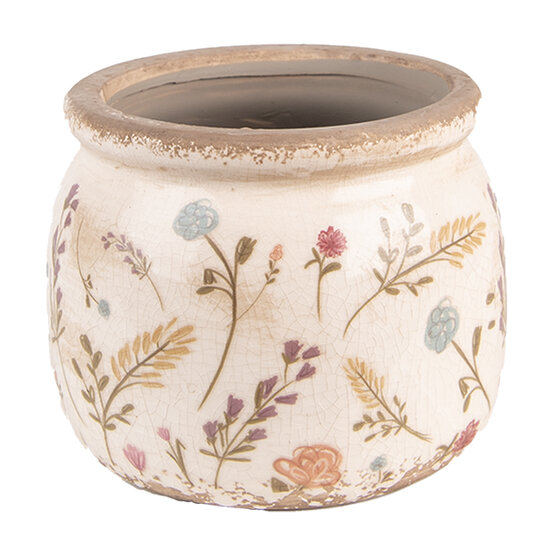 Clayre &amp; Eef   | Bloempot Binnen Roze, Beige &oslash; 12x9 cm | 6CE1551S