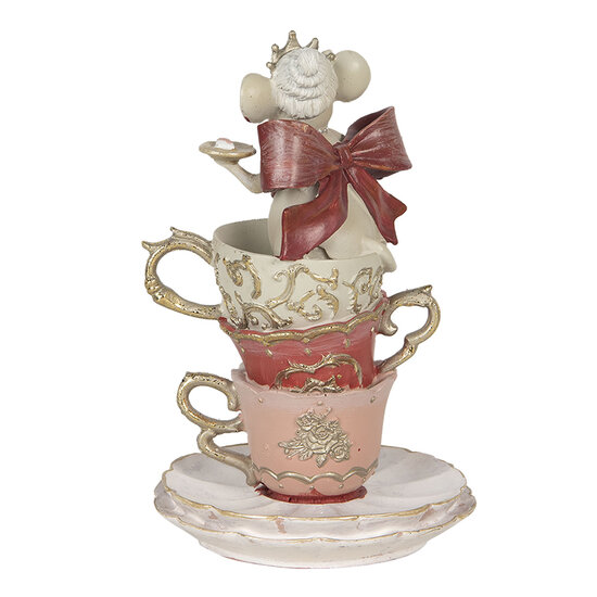 Clayre & Eef | Decoratie Beeld Muis Wit, Roze ø 11x16 cm | 6PR2894