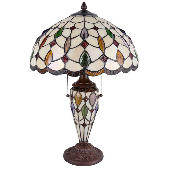Clayre & Eef | Tiffany Tafellamp Beige, Bruin ø 40x60 cm E27/max 2x60W E14/max 1x15W | 5LL-5182