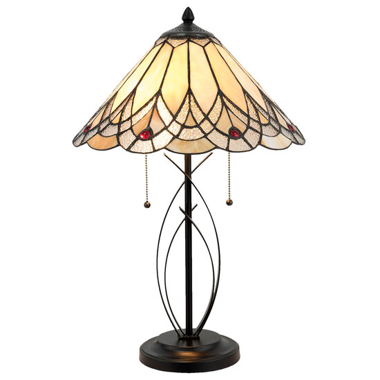 Clayre & Eef | Tiffany Tafellamp Beige, Bruin ø 40x60 cm E27/max 2x60W | 5LL-5186