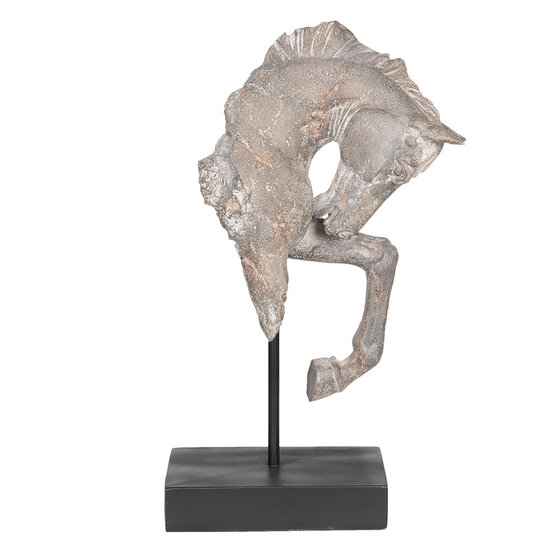 Clayre & Eef | Decoratie Beeld Paard Grijs 28x12x43 cm | 6PR2652