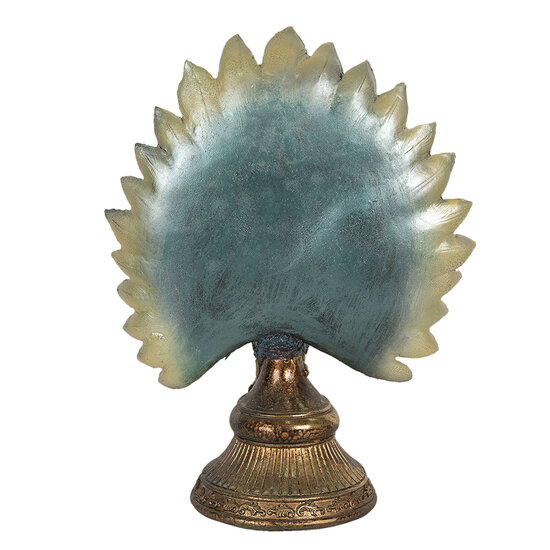 Clayre & Eef | Decoratie Beeld Pauw Blauw, Goud 22x12x30 cm | 6PR3013