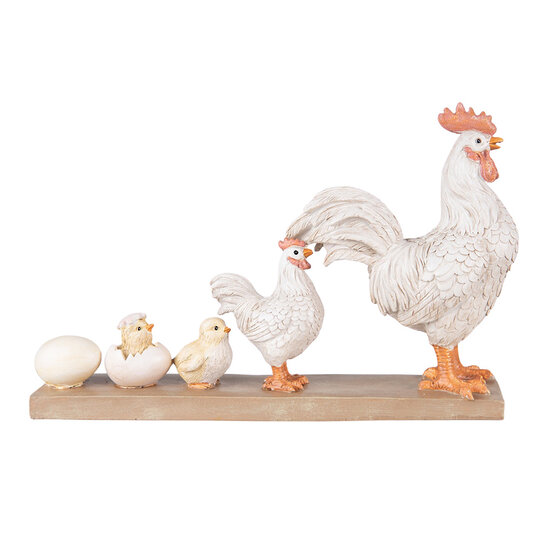 Clayre & Eef | Decoratie Beeld Kip Wit Bruin 34x8x21 cm | 6PR3828