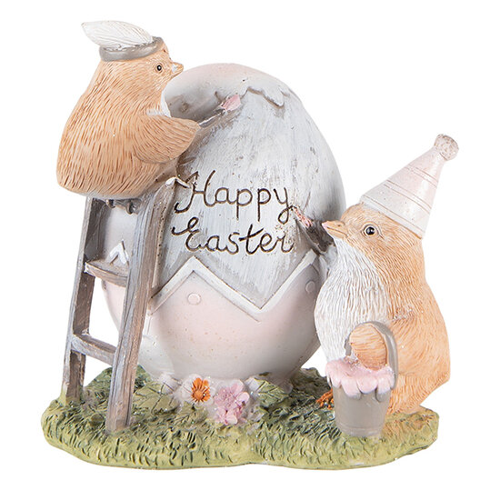 Clayre & Eef | Decoratie beeld Kuikens Grijs Bruin 12x9x12 cm | 6PR3824