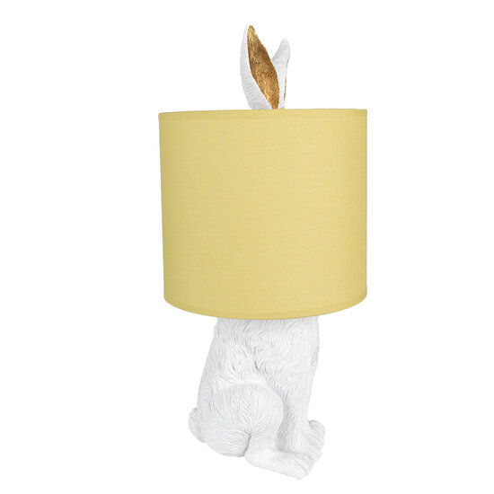 Clayre & Eef | Tafellamp Konijn Wit Geel ø 20x43 cm E27/max 1x60W | 6LMC0013WY