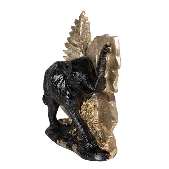Clayre & Eef | Decoratie Beeld Olifant Zwart 25x10x18 cm | 6PR3816