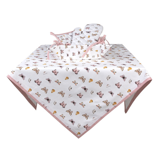 Clayre & Eef | Tafelkleed Beige Roze 150x250 cm | BPD05